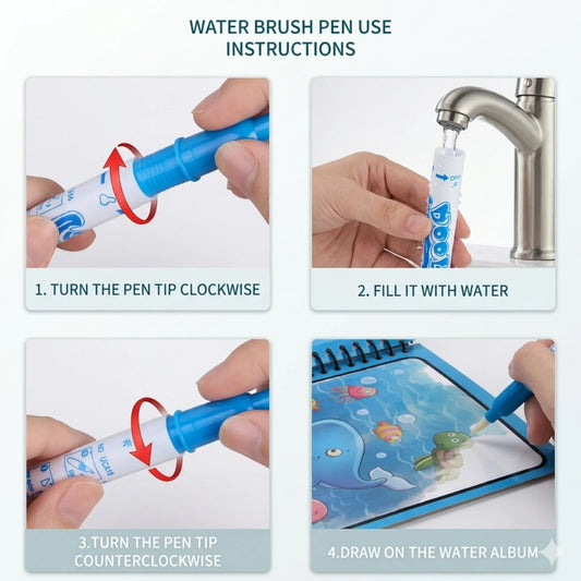Reusable Magic Water Book for Kids - Quick Dry Kids Learning Pad