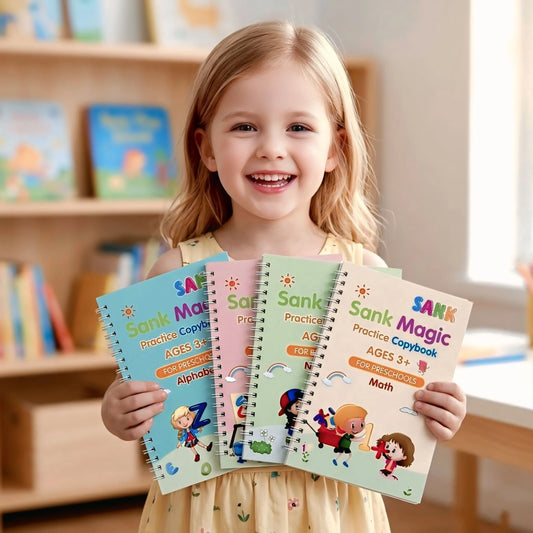 Kids Magic Practice Copybook ( 4 Books + 10 REFILL+1 Pen +1 Grip )