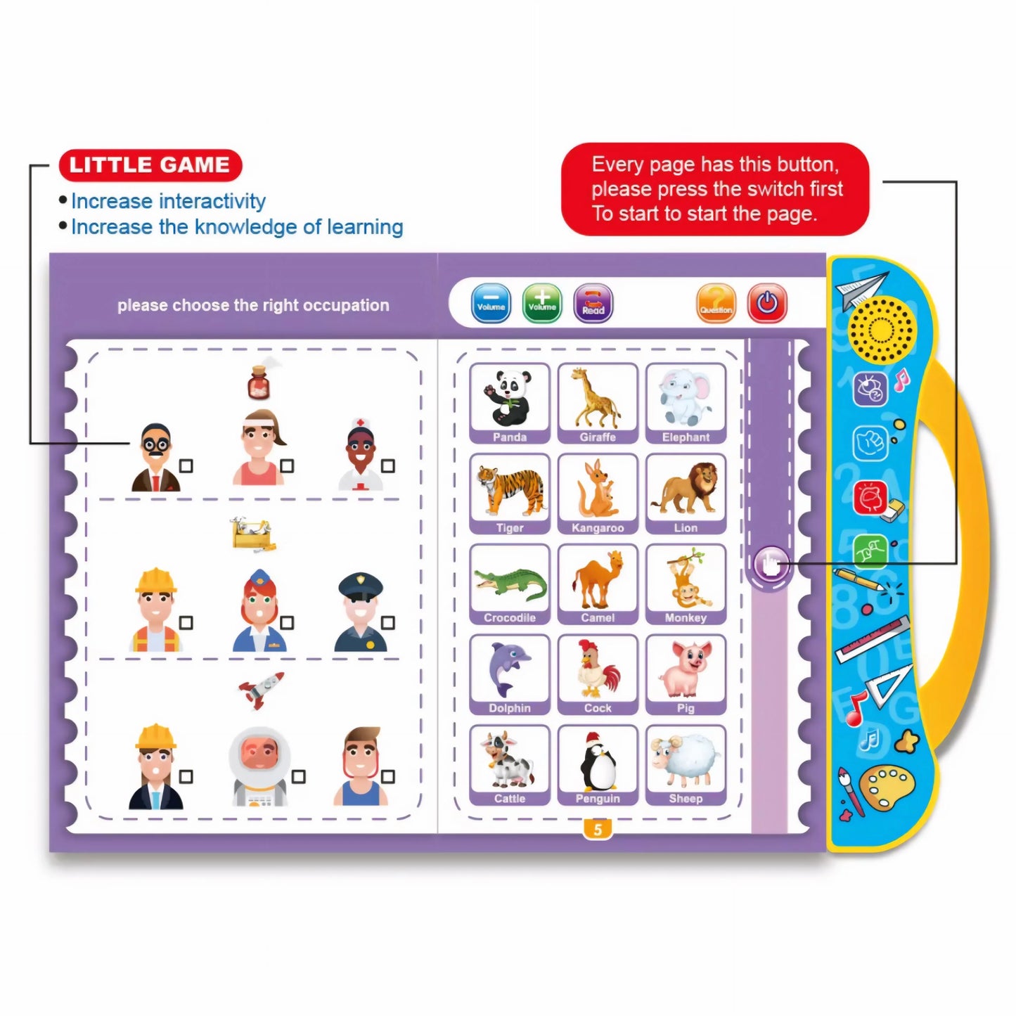 Intelligence Study Book for Kids Learning Phonics Flash Cards with Dot Pen (Paper & Plastic)