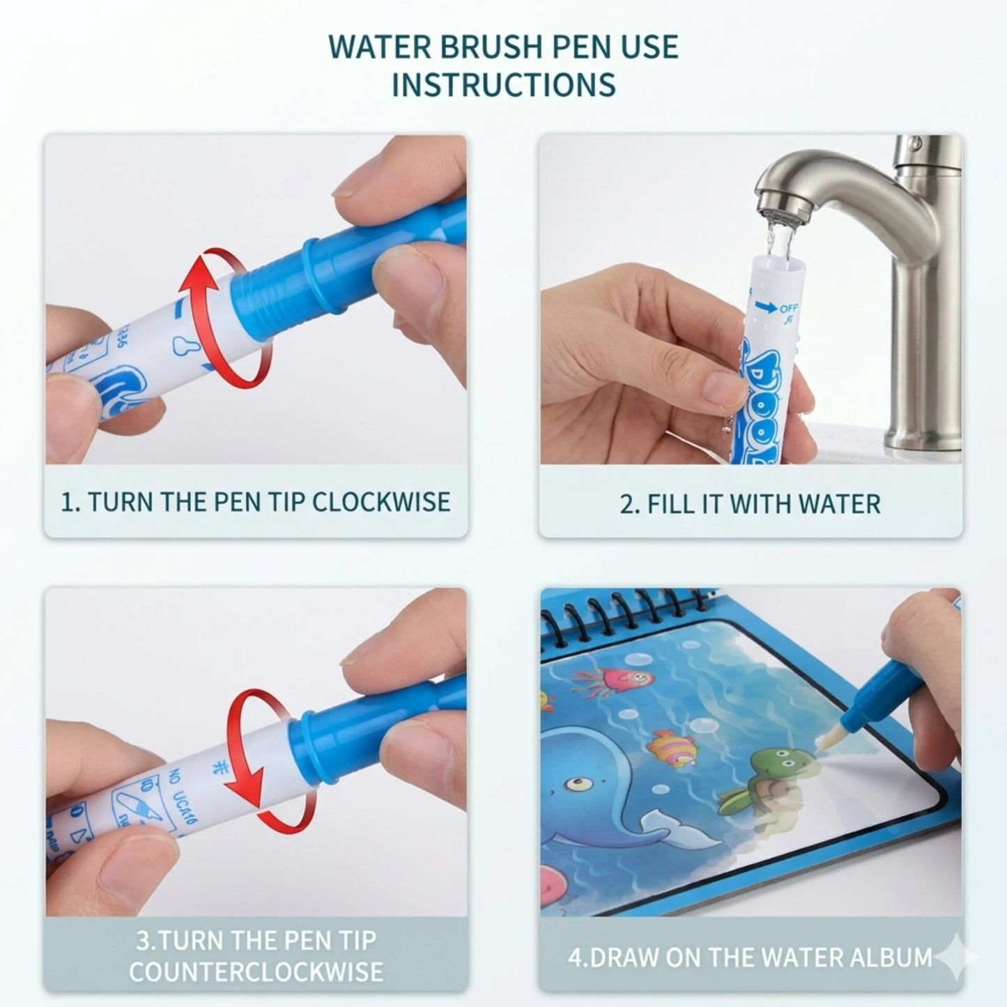 Reusable Magic Water Book for Kids - Quick Dry Kids Learning Pad